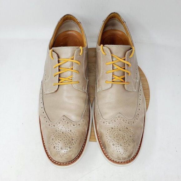 Sperry Gold Cup Oxford Shoes Mens 13 Taupe Leather Wingtip Brogue Sneaker - Picture 4 of 13